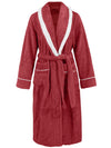 Explore More Collection - Contrast Trim Tie Waist Lounge Nightgown with Pockets