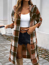 Explore More Collection - Plaid Long Sleeve Hooded Coat