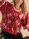 Explore More Collection - Sequin Football Round Neck Half Sleeve Top