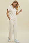 Explore More Collection - Double Take Full Size Collared Neck Short Sleeve Top and Pants Set