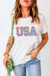 Explore More Collection - USA Graphic Embroidered Round Neck T-Shirt