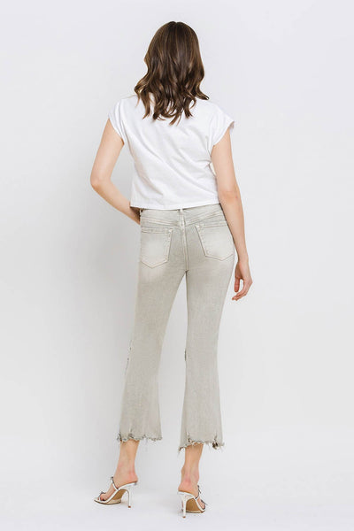 Explore More Collection - Lovervet Distressed Raw Hem Cropped Flare Jeans