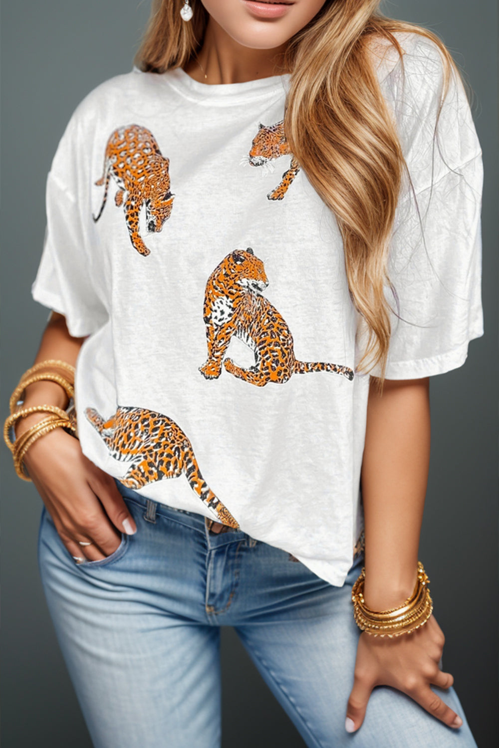 Explore More Collection - Animal Round Neck Dropped Shoulder T-Shirt
