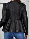 Explore More Collection - Peplum Zip Up Long Sleeve Jacket