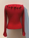 Explore More Collection - Ruffled V-Neck Long Sleeve T-Shirt