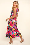 Explore More Collection - Haptics Pocketed Floral Round Neck Sleeveless Midi Dress