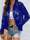 Explore More Collection - Sheer Lace Zip Up Long Sleeve Jacket