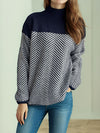 Explore More Collection - Contrast Turtleneck Long Sleeve Sweater