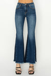 Explore More Collection - RISEN Full Size High Rise Side Shadow Seam Detail Slit Flare Jeans