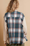 Explore More Collection - POL Plaid Contrast Button Down Shacket