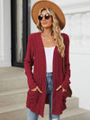 Explore More Collection - Pocketed Open Front Long Sleeve Cardigan