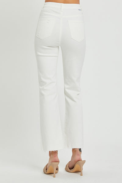 Explore More Collection - RISEN  Full Size High Rise Button Fly Straight Ankle Jeans