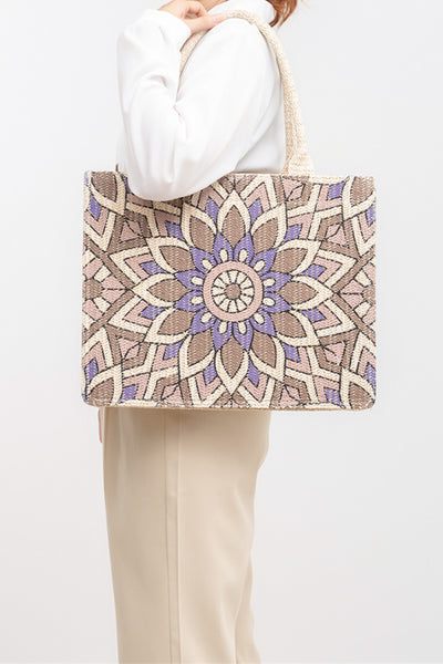 Explore More Collection - Flower Straw Weave Tote Bag