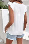 Explore More Collection - Full Size Ruffled V-Neck Cap Sleeve Blouse