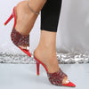 Explore More Collection - Sequin Point Toe Kitten Heel Sandals