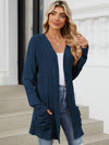 Explore More Collection - Pocketed Open Front Long Sleeve Cardigan