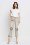 Explore More Collection - Lovervet Distressed Raw Hem Cropped Flare Jeans