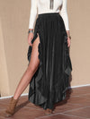 Explore More Collection - Ruffle Trim Wide Leg Slit Pants