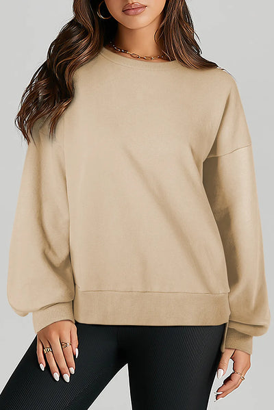 Explore More Collection - High-Low Round Neck Long Sleeve Sweatshirt