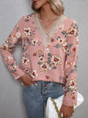 Explore More Collection - Printed V-Neck Long Sleeve Blouse