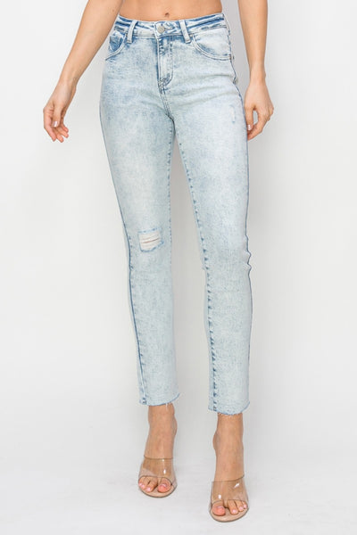 Explore More Collection - Risen Full Size High Rise Distressed Skinny Jeans