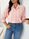 Explore More Collection - Heart Collared Neck Long Sleeve Shirt