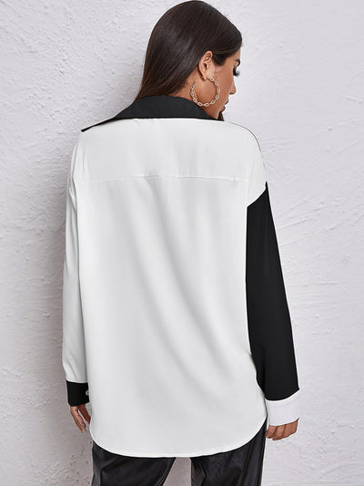 Explore More Collection - Contrast Dropped Shoulder Long Sleeve Shirt