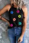 Explore More Collection - Sequin Flower Round Neck Tank