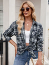 Explore More Collection - Pocketed Plaid Collared Neck Long Sleeve Shirt