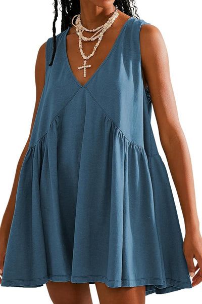 Explore More Collection - Plunge Wide Strap Mini Tank Dress