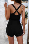 Explore More Collection - Crisscross Back Smocked Waist Cami Romper