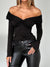 Explore More Collection - Devine Twisted Ruffled Off-Shoulder Long Sleeve T-Shirt