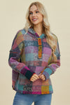 Explore More Collection - Double Take Full Size Plaid Dropped Shoulder Hoodie