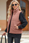 Explore More Collection - Pocketed Zip Up Turtleneck Vest Coat