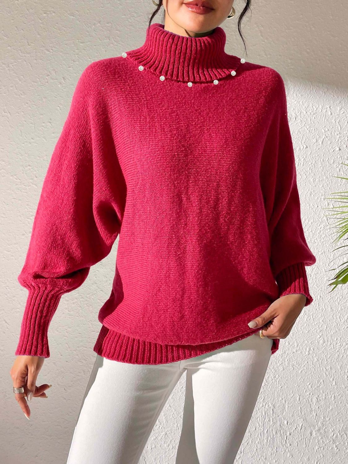 Explore More Collection - Turtleneck Long Sleeve Sweater
