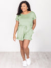 Explore More Collection - Ruffled Boat Neck Short Sleeve Romper