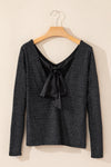 Explore More Collection - Bowknot V-Neck Long Sleeve Blouse