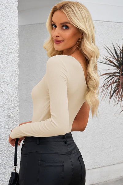 Explore More Collection - Cutout One Shoulder Long Sleeve Bodysuit