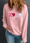 Explore More Collection - Valentine’s Day XOXO Round Neck Long Sleeve Sweatshirt