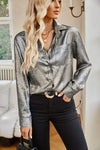 Explore More Collection - Pocketed Collared Neck Long Sleeve Shirt