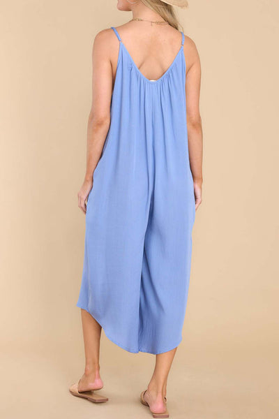 Explore More Collection - Pocketed Spaghetti Strap V-Neck Jumpsuit