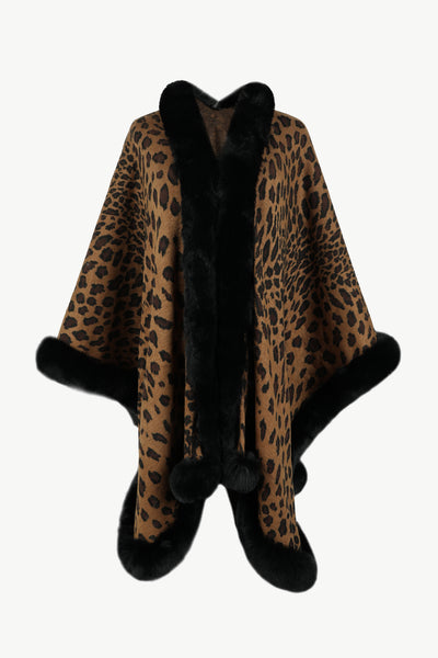 Explore More Collection - Leopard Open Front Poncho