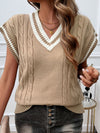 Explore More Collection - Cable-Knit V-Neck Sweater Vest