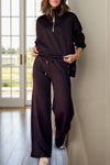 Explore More Collection - Half Zip Turtleneck Long Sleeve Top and Pants Set