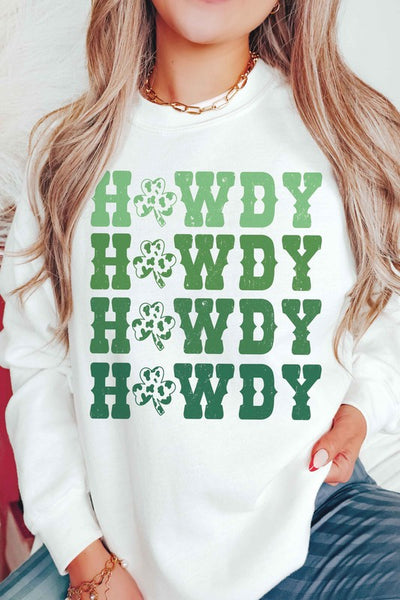 Explore More Collection - Lucky Clover Howdy Graphic Sweatshirt