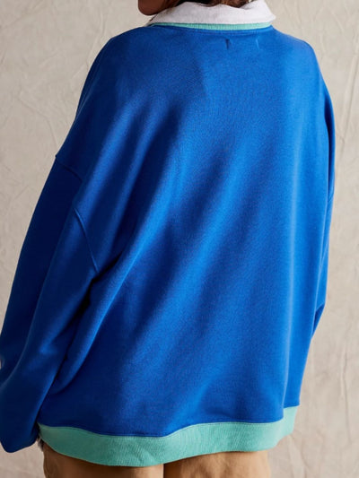 Explore More Collection - Contrast Trim Round Neck Long Sleeve Sweatshirt