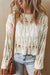 Explore More Collection - Cutout Round Neck Long Sleeve Knit Cover Up