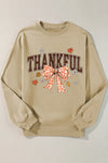 Explore More Collection - THANKFUL Bow Round Neck Long Sleeve Sweatshirt