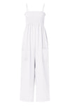 Explore More Collection - Smocked Spaghetti Strap Wide Leg Jumpsuit