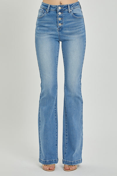 Explore More Collection - RISEN Full Size High Rise Button Fly Bootcut Jeans